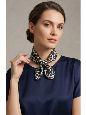 Mavi Masal Siyah Puantiyeli Kadın Fular