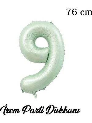 İrem Parti Dükkanı Retro Su Yeşili 9 Yaş Rakam Balon 76 cm 34 Inç