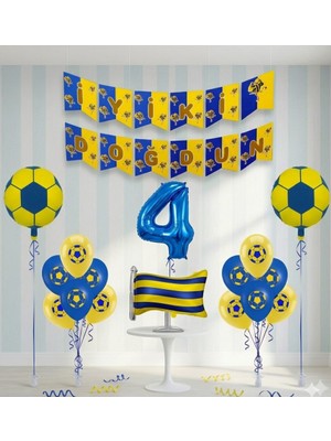Çıtı Pıtı Store Sarı Lacivert Futbol Temalı Yaş Doğum Günü Balon Seti