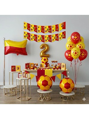 Çıtı Pıtı Store Sarı Kırmızı Futbol Temalı Yaş Doğum Günü Balon Seti