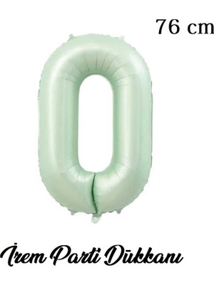 İrem Parti Dükkanı Retro Su Yeşili 0 Rakam Balon 76 cm 34 Inç
