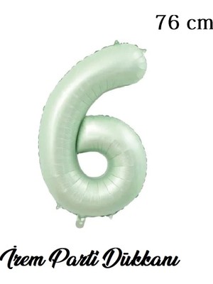 İrem Parti Dükkanı Retro Su Yeşili 6 Yaş Rakam Balon 76 cm 34 Inç