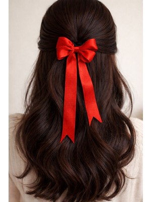 Mavi Masal Kırmızı Saten Kadın Fiyonk Kurdale