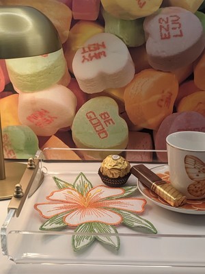 AGBTREND 2 Adet Turuncu Zambak Nakışlı Sunum ve Kokteyl Peçetesi 16X12CM