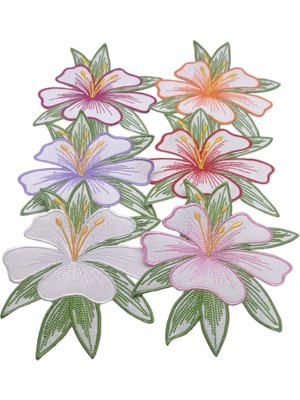 AGBTREND 6 Adet Rengarenk Zambak Nakışlı Sunum ve Kokteyl Peçetesi Seti 16x12cm