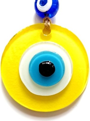 Akinco Nazar Boncuklu Sarı Renk Mini Duvar Süsü Dekoratif Hediyelik Cam Eşya