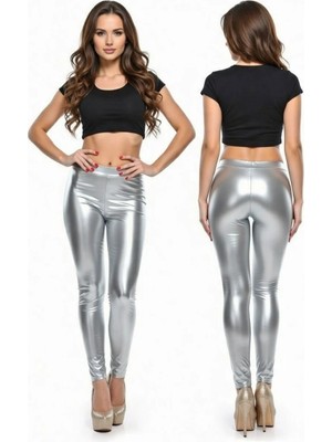 Hafif Giyim Fantezi Seksi Deri Görünümlü Parlak Tayt HF100919