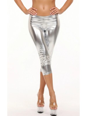 Hafif Giyim Gümüş Gri Fantezi Seksi Deri Görünümlü Tayt HF031004