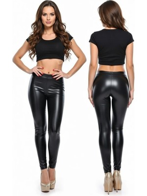 Hafif Giyim Fantezi Seksi Deri Görünümlü Parlak Tayt HF100919