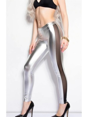 Hafif Giyim Fantezi Seksi Deri Görünümlü Transparan Detaylı Tayt HF101064