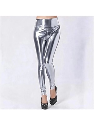 Hafif Giyim Fantezi Seksi Deri Görünümlü Yüksek Bel Tayt HF101429