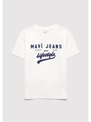 Mavi Mavi Jeans Baskılı Ekru Tişört 6610474-70057