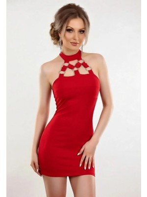 Hafif Giyim Fantezi Seksi Önü Metalli Mini Elbise HF101011