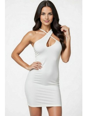 Hafif Giyim Fantezi Seksi Sırt Dekolteli Asimetrik Mini Elbise HF101046