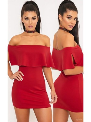 Hafif Giyim Fantezi Seksi Omuzu Açık Mini Elbise HF101540