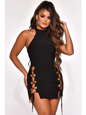 Hafif Giyim Fantezi Seksi Yırtmaç Detaylı Mini Elbise HF101552
