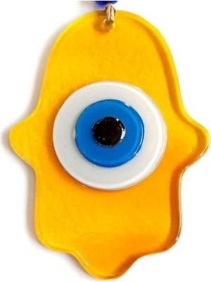 Akinco Nazar Boncuklu Bal Rengi Fatma Ana Bereket Eli Cam Duvar Süsü