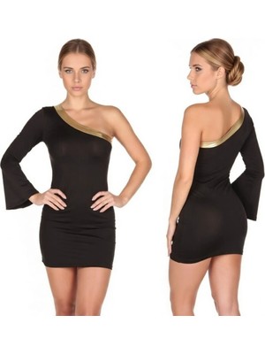 Hafif Giyim Fantezi Seksi Uzun Tek Omuz Tasarımlı Mini Elbise HF100912
