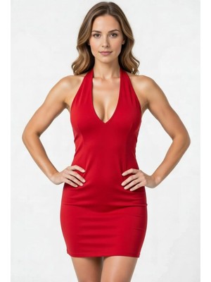 Hafif Giyim Fantezi Seksi Sırt Dekolteli Büyük Beden Mini Elbise HF031042