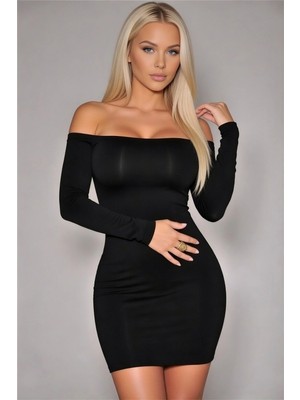 Hafif Giyim Fantezi Seksi Uzun Kollu Straplez Mini Elbise HF101190