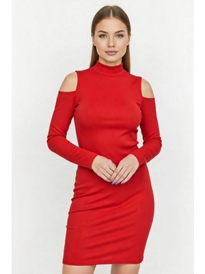 Hafif Giyim Fantezi Seksi Omuzu Açık Uzun Kollu Mini Elbise HF101177