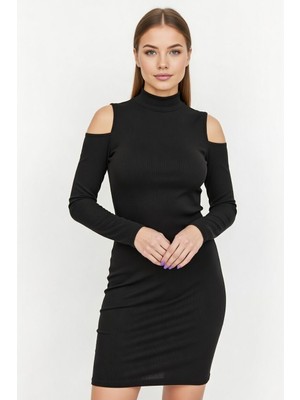 Hafif Giyim Fantezi Seksi Omuzu Açık Uzun Kollu Mini Elbise HF101177