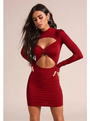 Hafif Giyim Fantezi Seksi Uzun Kollu Mini Elbise HF101554