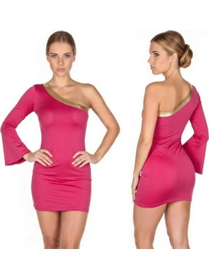 Hafif Giyim Fantezi Seksi Uzun Tek Omuz Tasarımlı Mini Elbise HF100912