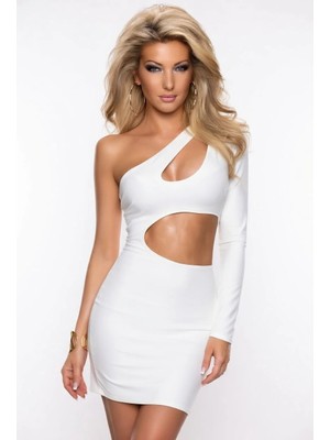 Hafif Giyim Fantezi Seksi Tek Omuz Göğüs Dekolteli Mini Elbise HF100877