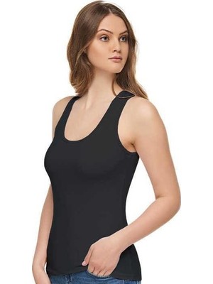 Tutku Elit Elastan Geniş Askılı Kadın Atlet 2002 | Siyah