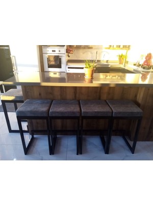 TURGUTSAN MOBİLYA 65 cm Bar Taburesi Modern Tasarım Metal Gövde Sünger Oturum