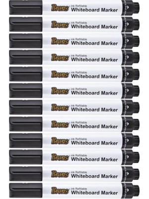 Brons Siyah Doldurulabilir Beyaz Tahta Kalemi 12'li Set Yazı Tahtası Kalemi