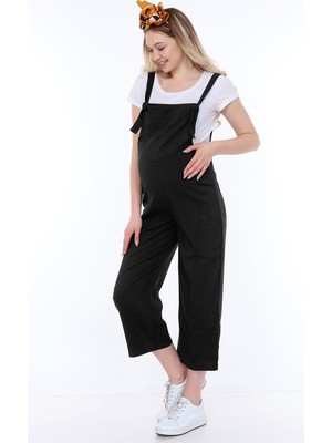 Luvmabelly MYRA6105 Siyah Hamile Salopet Pamuklu Günlük Kullanım İçin Yumuşak Kumaş 2XL
