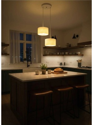 bebekokusu Lüks Beyaz Renk 2'li Dekoratif Salon , Oturma Odası ve Mutfak Için Sarkıt Avize ( Lamba Hediyedir. )