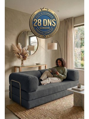 Evessan 100X200 Kanepe - Fitilli Kadife Yıkanır Silinir Pratik Yer Yatağı - 28 Dns Sünger