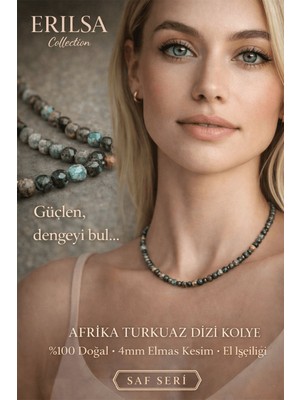 Erilsa Sertifikalı Afrika Turkuaz Firuze Dizi Kolye - 4mm Elmas Kesim Minimal Seri Doğal Taş