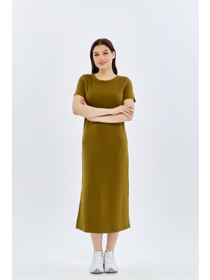 Trender Kadın Elbise 6165 Yağ Yeşili