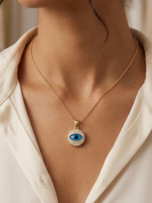 Wind Silver Yuvarlak Nazar Boncuk Göz Kolye