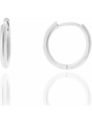 Söğütlü Silver 14 mm Halka Küpe Gümüş Rodyumlu 925 Ayar  Kullanıma Uygun