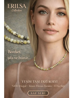 Erilsa Sertifikalı Serpantin Yeşim Taşı Dizi Kolye - 4mm Elmas Kesim Minimal Seri Doğal Taş Kolye