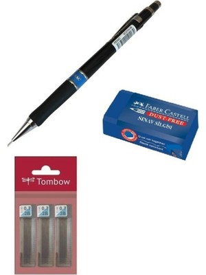 Ekm Tlg 0.7 Uçlu Kalem + Tombow 0.7 Uç + Faber Castell Silgi