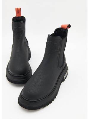 Harley Davidson Mourir Siyah Kadın Bot Hakiki Deri Dolgu Topuklu Şık Görünüm ve Konforlu Tasarım