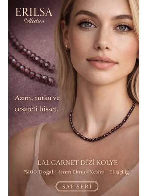 Erilsa Sertifikalı Lal Garnet Dizi Kolye - 4mm Elmas Kesim Minimal Seri Doğal Taş Kolye