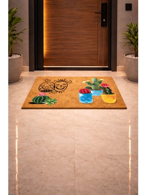 Esnature Kaktüs Desenli Kapı Önü Paspası 45X70 cm