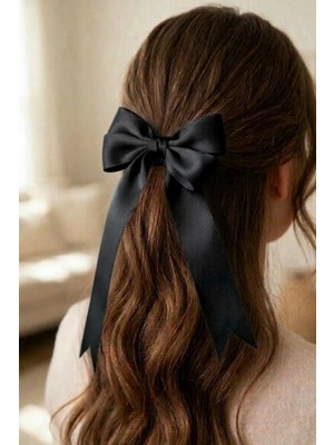 Mavi Masal Siyah Saten Kadın Fiyonk Kurdale