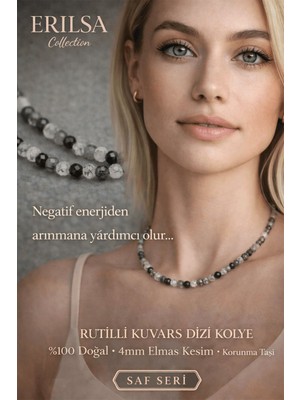 Erilsa Sertifikalı Rutil Kuvars Dizi Kolye - 4mm Elmas Kesim Minimal Seri Doğal Taş Kolye
