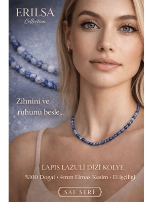 Erilsa Sertifikalı Lapis Lazuli Dizi Kolye - 4mm Elmas Kesim Minimal Seri Doğal Taş Kolye