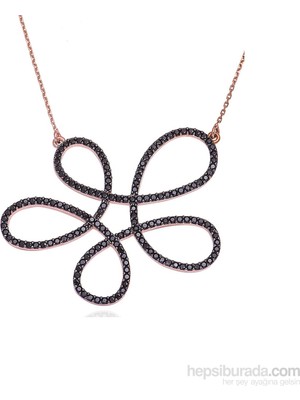 Inure Jewelry Inure Jewelry Gümüş Siyah Zirkon Taşlı Desen Kolye