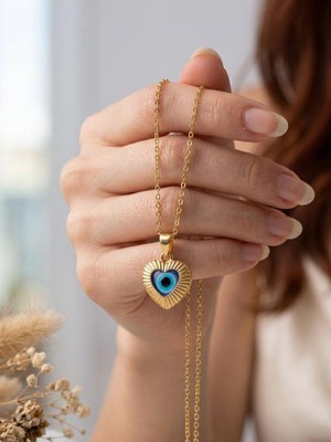 Wind Silver Kalp Nazar Boncuğu Göz Kolye