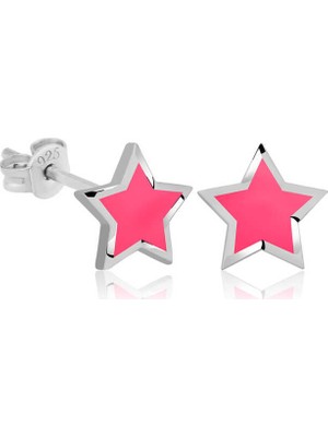 Inure Jewelry Gümüş Fosforlu Pembe Yıldız Küpe